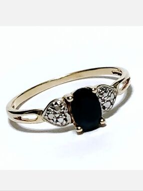 0.50ct Sapphire 10K Gold Oval Solitaire Ring Womens Size 7